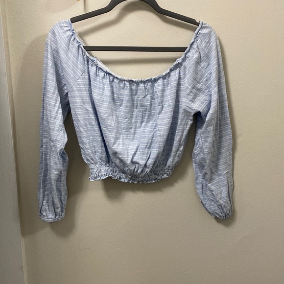 Blue and white striped crop top - Picture 1 of 2